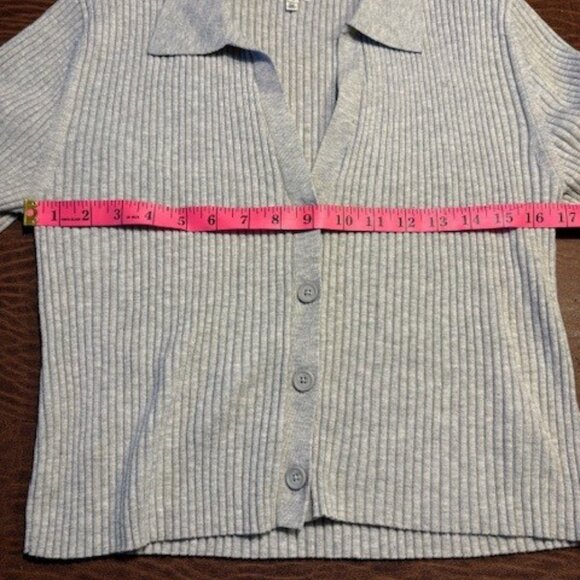 AERIE Gray Ribbed Button Up Collared Sweater XL - Picture 5 of 8